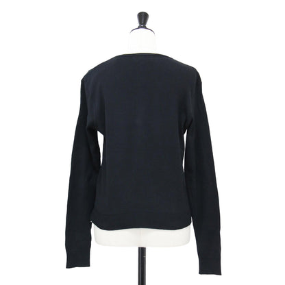 ロゴボタン コットン カーディガン プレッション / Swing ニット クルーネック 長袖 天竺素材 フランス製