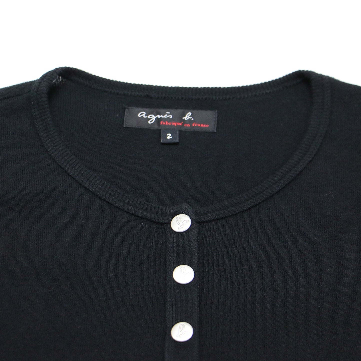 ロゴボタン コットン カーディガン プレッション / Swing ニット クルーネック 長袖 天竺素材 フランス製