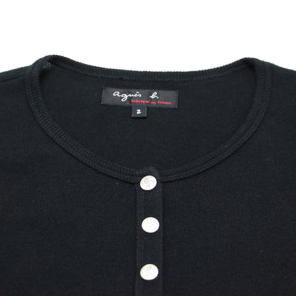 ロゴボタン コットン カーディガン プレッション / Swing ニット クルーネック 長袖 天竺素材 フランス製