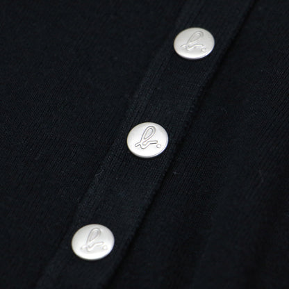 ロゴボタン コットン カーディガン プレッション / Swing ニット クルーネック 長袖 天竺素材 フランス製