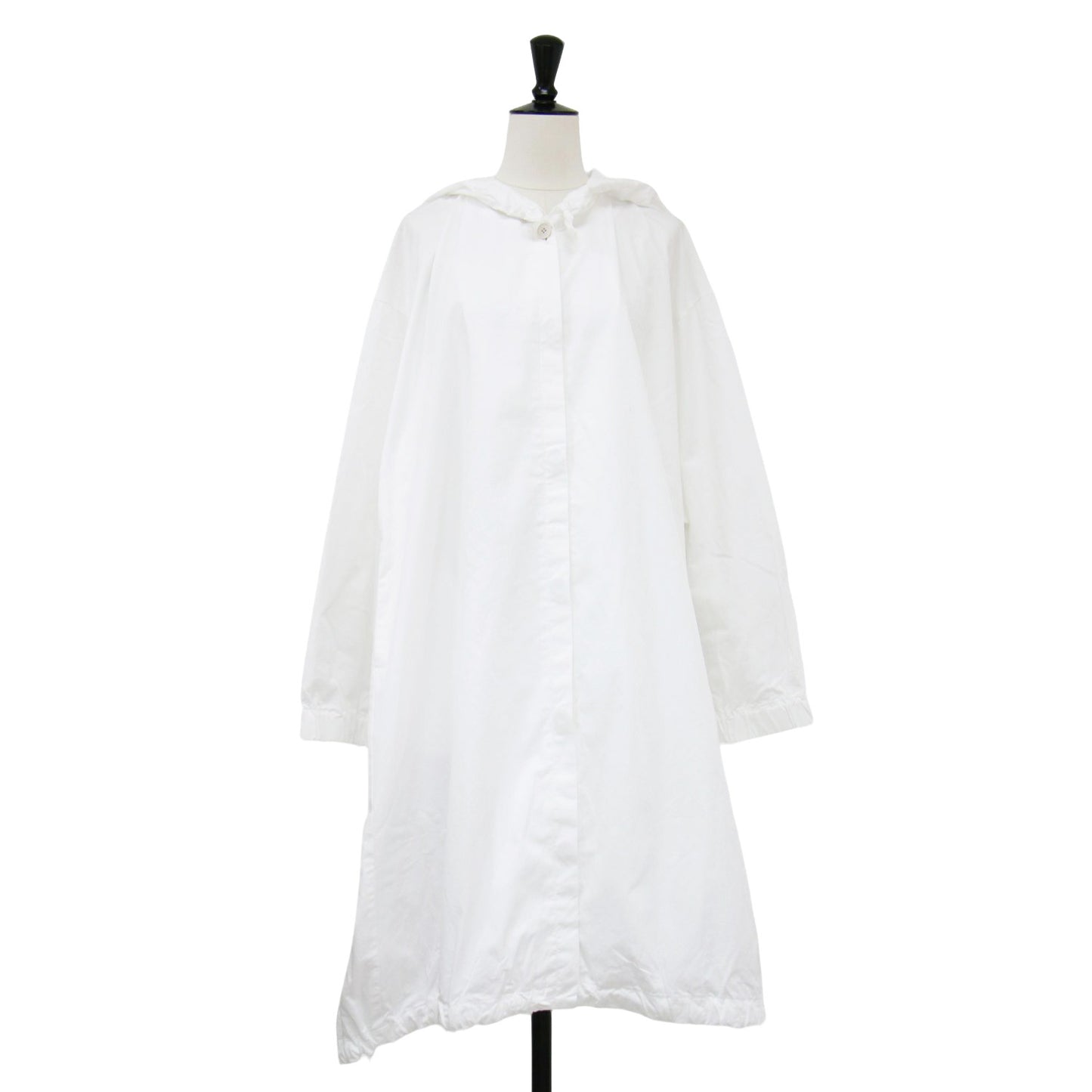 24春夏 ギャザー フーデット コート / gather hooded CT ロング丈 ドロスト ポケット コットン リネン