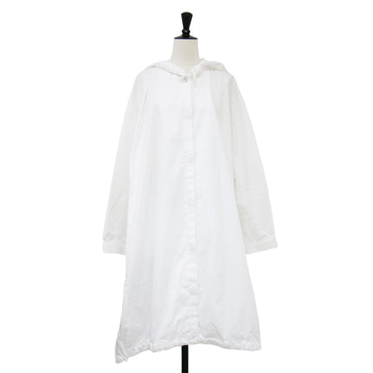 24春夏 ギャザー フーデット コート / gather hooded CT ロング丈 ドロスト ポケット コットン リネン