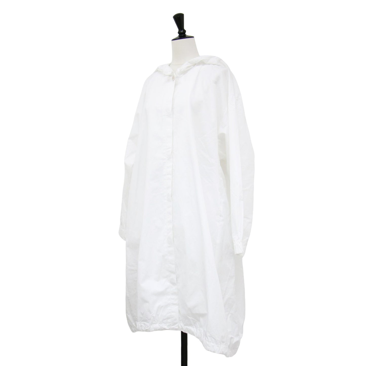24春夏 ギャザー フーデット コート / gather hooded CT ロング丈 ドロスト ポケット コットン リネン