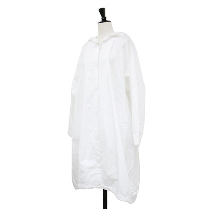 24春夏 ギャザー フーデット コート / gather hooded CT ロング丈 ドロスト ポケット コットン リネン