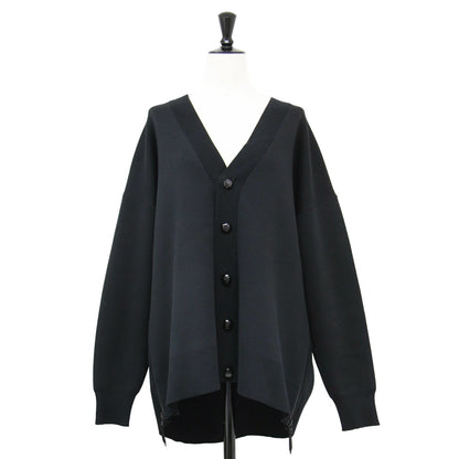 23秋冬 サイドジップ メタルボタン カーディガン / Side Zip Painted Metal Button Cardigan ニット 長袖 Vネック オーバーサイズ コットン