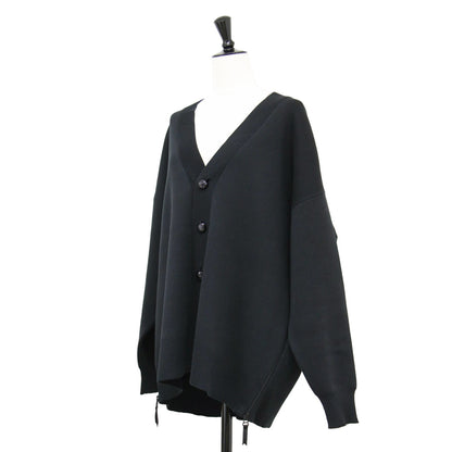 23秋冬 サイドジップ メタルボタン カーディガン / Side Zip Painted Metal Button Cardigan ニット 長袖 Vネック オーバーサイズ コットン