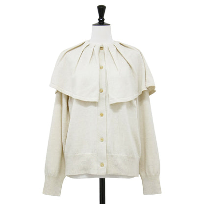 22秋冬 ビックカラー フリル 2WAY カーディガン / ニット 長袖 クルーネック ワイドスリーブ ハイゲージ ウール カシミヤ