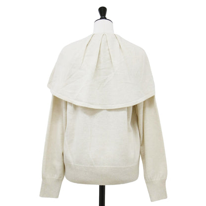 22秋冬 ビックカラー フリル 2WAY カーディガン / ニット 長袖 クルーネック ワイドスリーブ ハイゲージ ウール カシミヤ