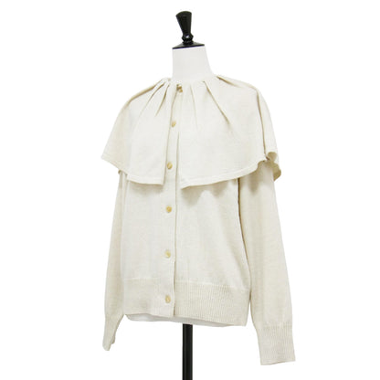 22秋冬 ビックカラー フリル 2WAY カーディガン / ニット 長袖 クルーネック ワイドスリーブ ハイゲージ ウール カシミヤ