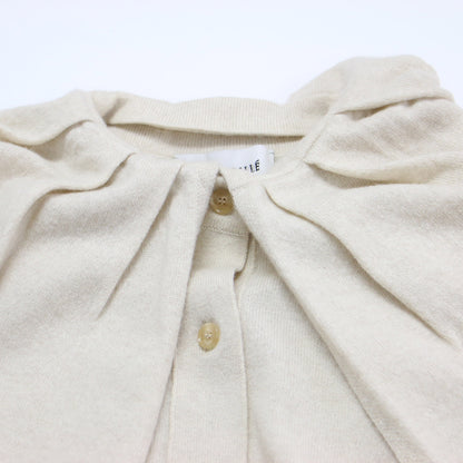 22秋冬 ビックカラー フリル 2WAY カーディガン / ニット 長袖 クルーネック ワイドスリーブ ハイゲージ ウール カシミヤ