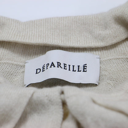 22秋冬 ビックカラー フリル 2WAY カーディガン / ニット 長袖 クルーネック ワイドスリーブ ハイゲージ ウール カシミヤ