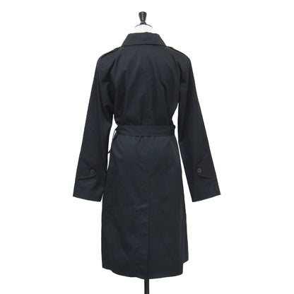 トレンチ コート / MANTEAU ロング Iライン 比翼ボタン ベルト付き 肩パッド エポーレット スリット ロゴ