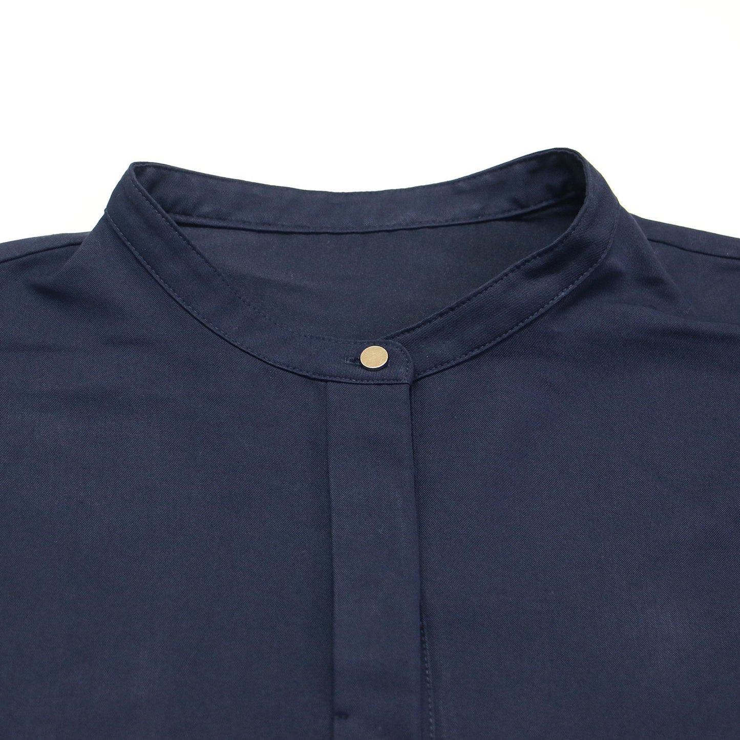 スタンドカラー ティアード ブラウス / シャツ 長袖 バンドカラー ペプラム フレア タック