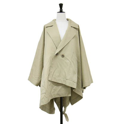 23春夏 コットン ヘンプ ミリタリー アシンメトリック コート / ポンチョ スリット ワイド