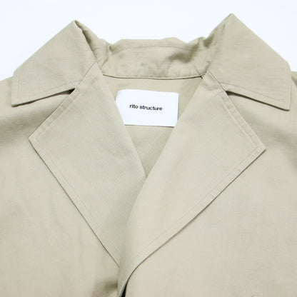 23春夏 コットン ヘンプ ミリタリー アシンメトリック コート / ポンチョ スリット ワイド