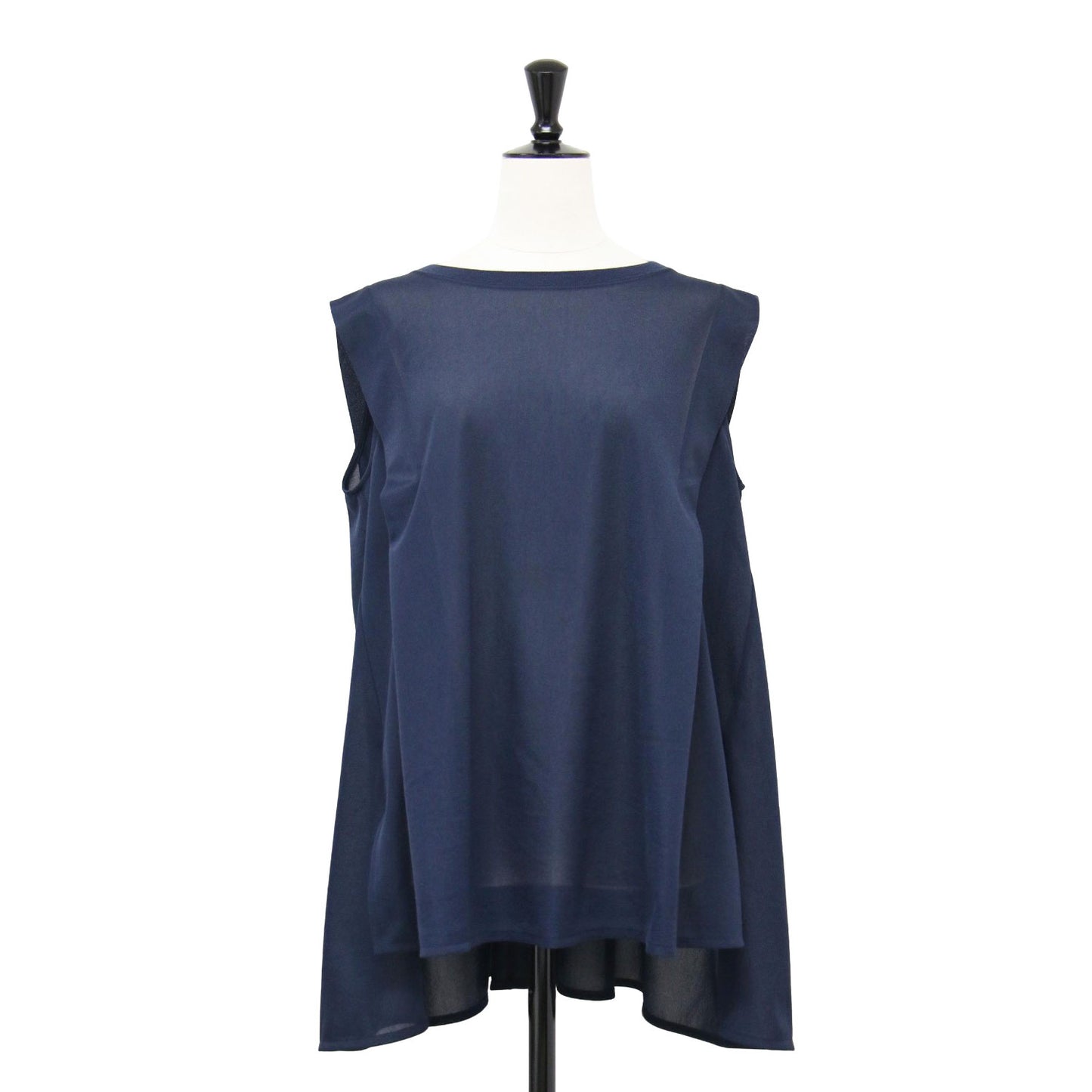 24春夏 バックフレア ノースリーブ カットソー / ブラウス クルーネック シアー スリット