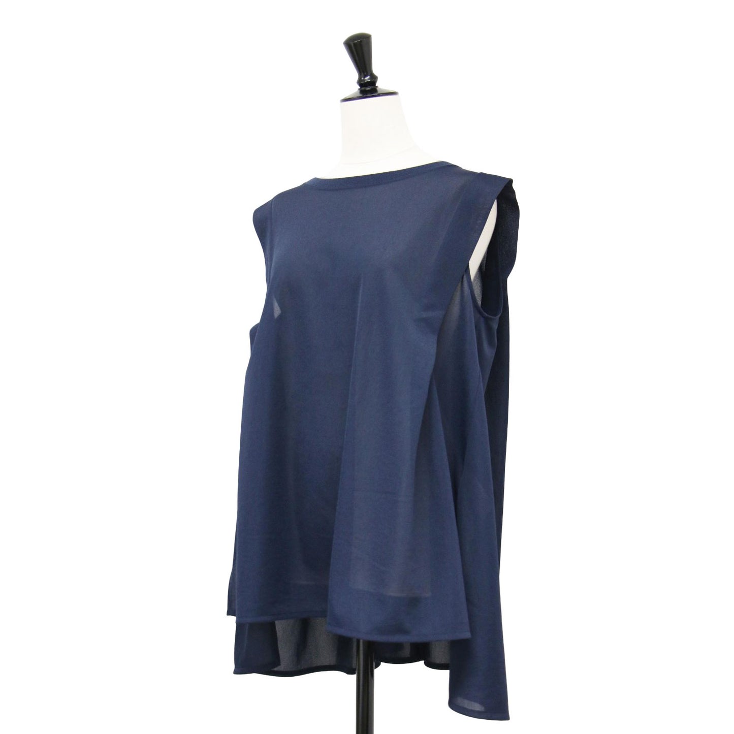 24春夏 バックフレア ノースリーブ カットソー / ブラウス クルーネック シアー スリット