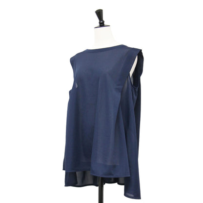 24春夏 バックフレア ノースリーブ カットソー / ブラウス クルーネック シアー スリット