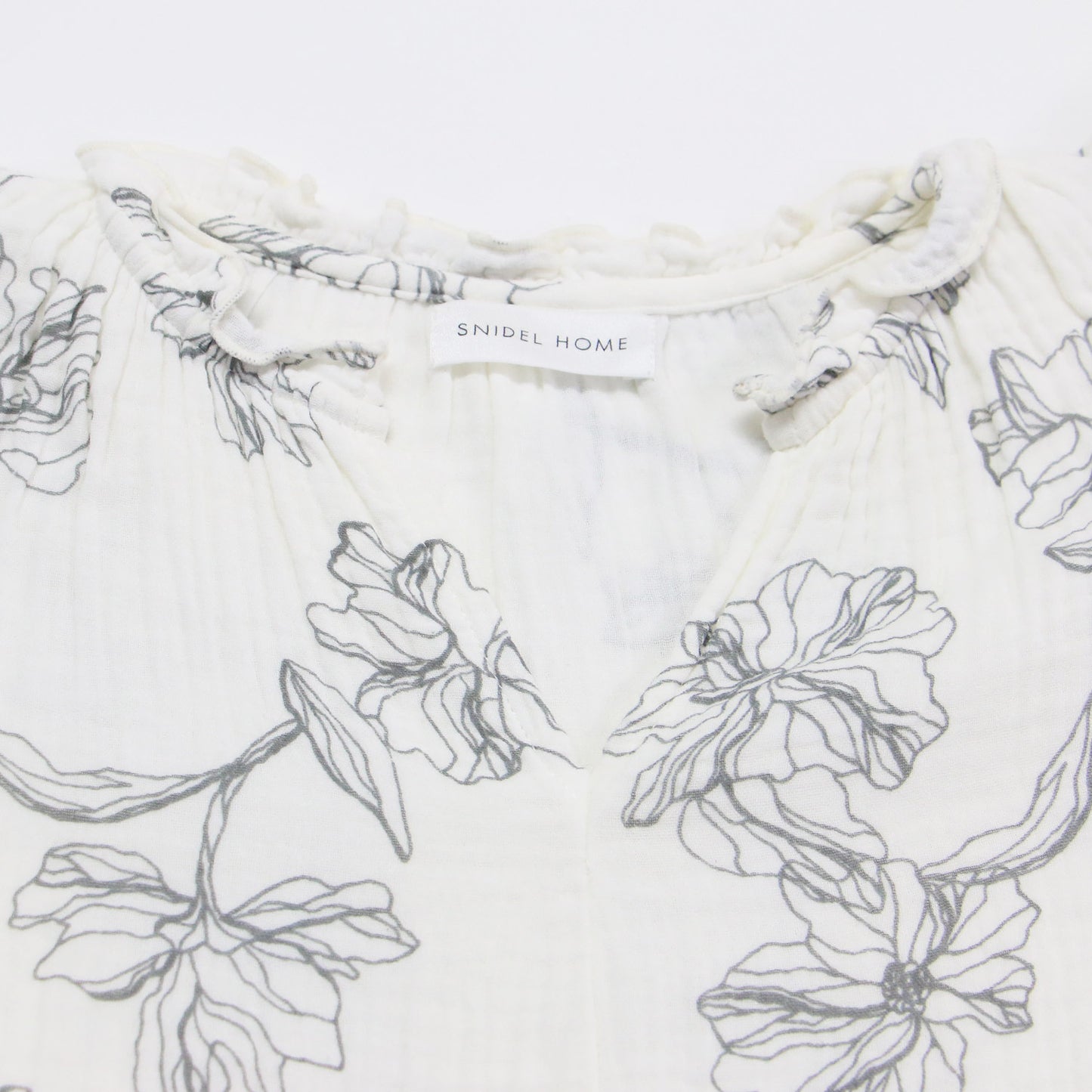 22春夏 トリプルガーゼ 花柄 ロングスリーブ ティアード ワンピース / ルームウェア 長袖 ロング丈 フリル Vネック コットン