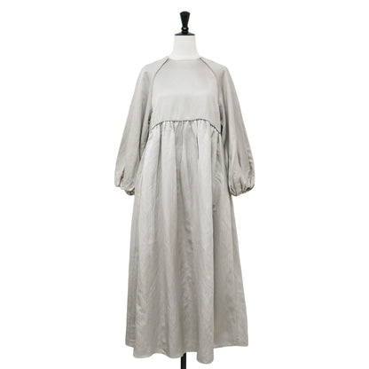 ボリューム袖 ワンピース / ロング丈 バルーンスリーブ 長袖 ラグラン ギャザー フレア