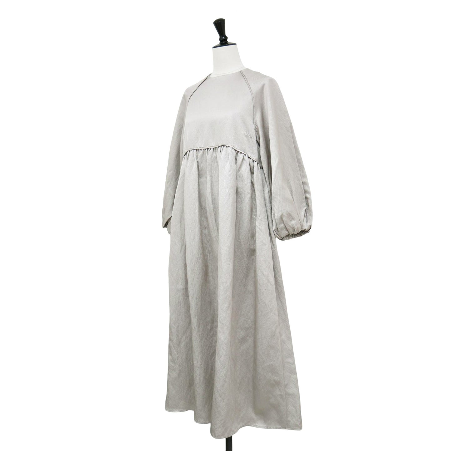 ボリューム袖 ワンピース / ロング丈 バルーンスリーブ 長袖 ラグラン ギャザー フレア