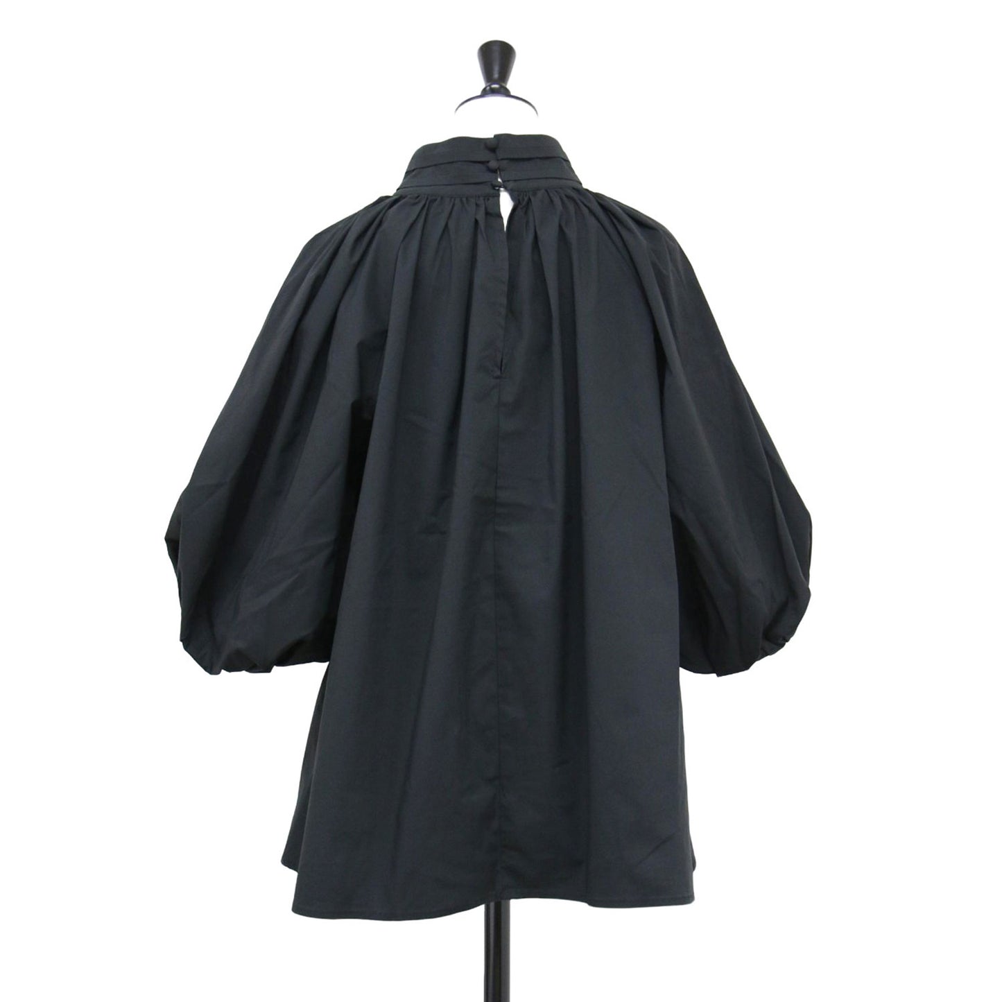 21秋冬 バルーンスリーブ ブラウス / プルオーバー 5分袖 スタンドカラー タック