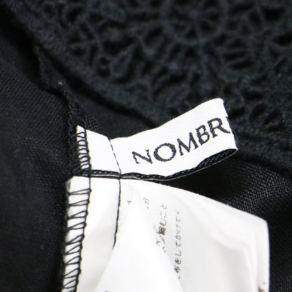 リネン レース 半袖 ブラウス / シャツ ショートスリーブ ノーカラー ワイド