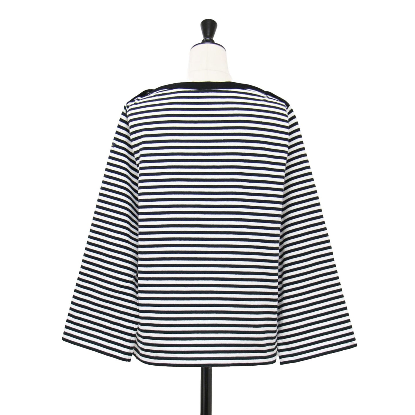 肩ボタン ボートネック ボーダー カットソー / Tシャツ プルオーバー 長袖 コットン