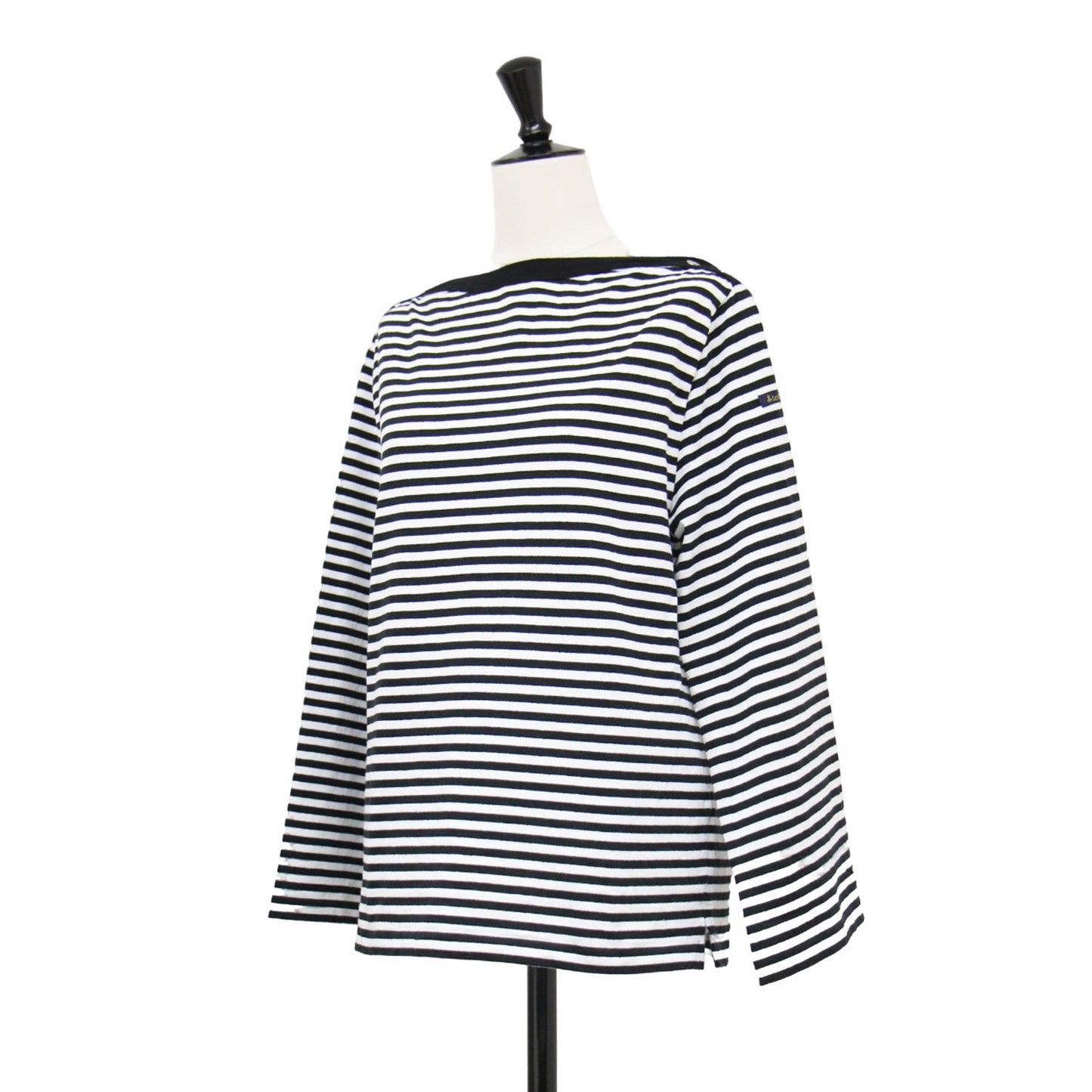 肩ボタン ボートネック ボーダー カットソー / Tシャツ プルオーバー 長袖 コットン