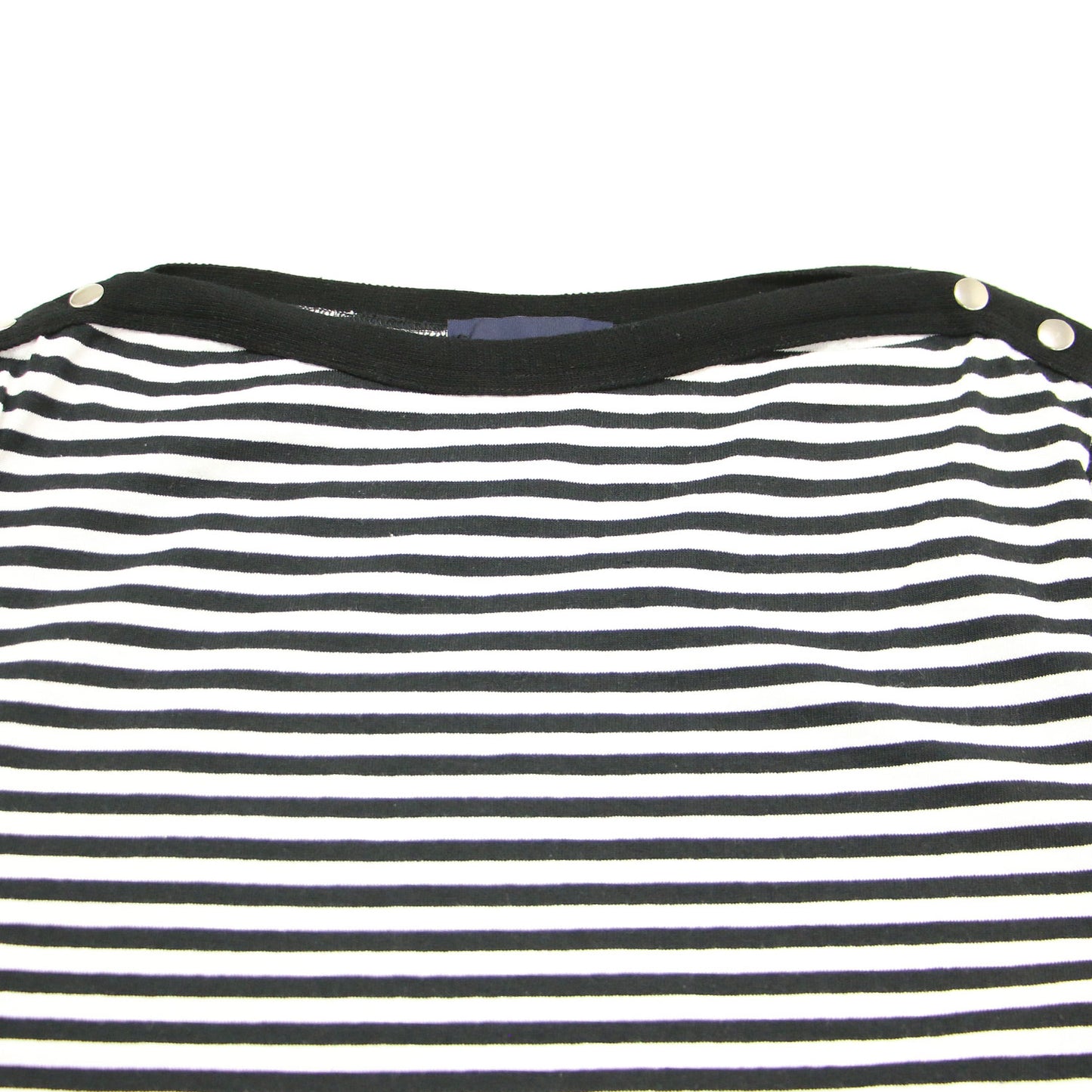 肩ボタン ボートネック ボーダー カットソー / Tシャツ プルオーバー 長袖 コットン