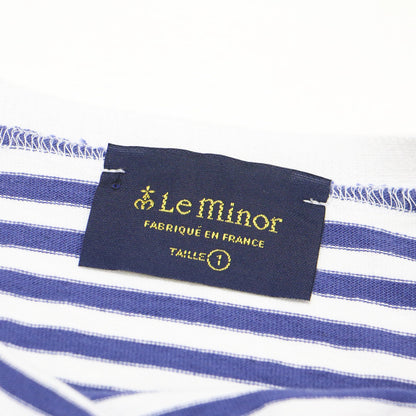 ボートネック フレア ボーダー カットソー / Tシャツ プルオーバー 長袖 シルバーボタン