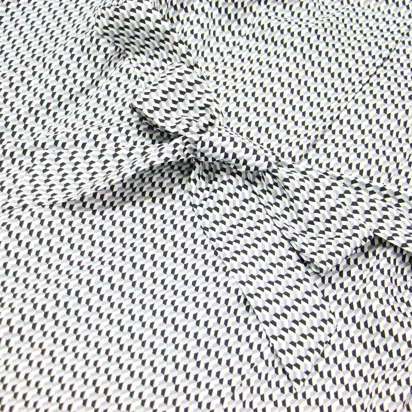 ジオメ柄 マーメイドワンピース / ロング丈 Vネック 長袖 幾何学柄 総柄 プリント リボン ウォッシャブル