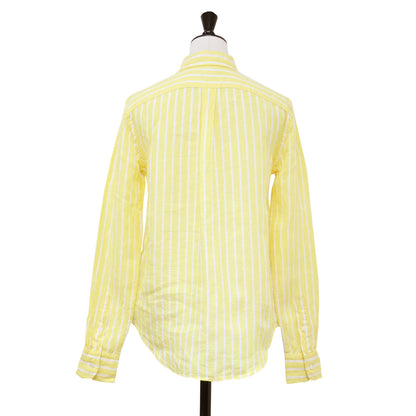 ストライプ柄 リラックスド フィット リネン シャツ / レギュラーカラー 長袖 ポニー刺繍