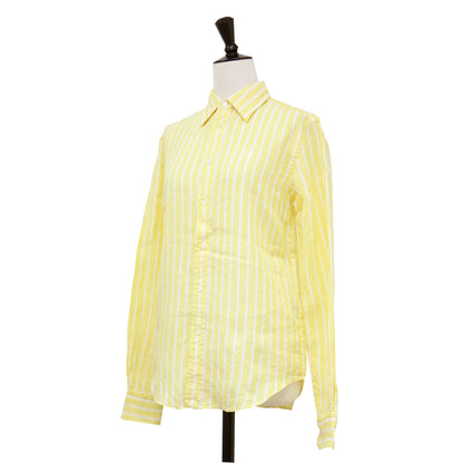 ストライプ柄 リラックスド フィット リネン シャツ / レギュラーカラー 長袖 ポニー刺繍