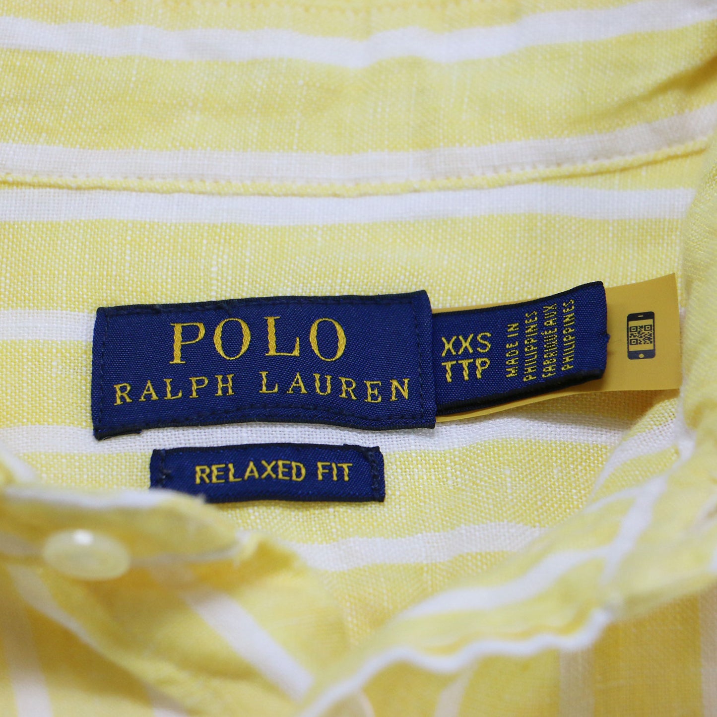 ストライプ柄 リラックスド フィット リネン シャツ / レギュラーカラー 長袖 ポニー刺繍