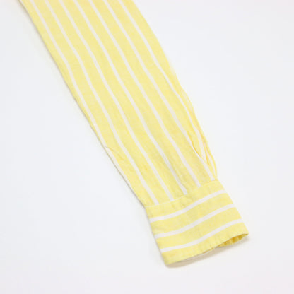 ストライプ柄 リラックスド フィット リネン シャツ / レギュラーカラー 長袖 ポニー刺繍