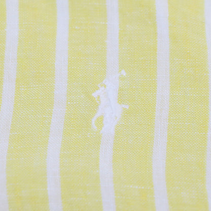 ストライプ柄 リラックスド フィット リネン シャツ / レギュラーカラー 長袖 ポニー刺繍