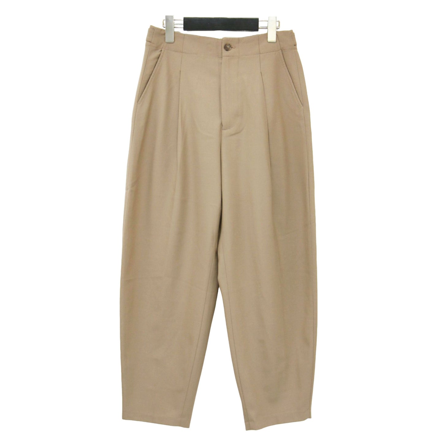 24春夏 カーブド テーパード ストレッチ ウール パンツ / ハイウエスト タック プリーツ