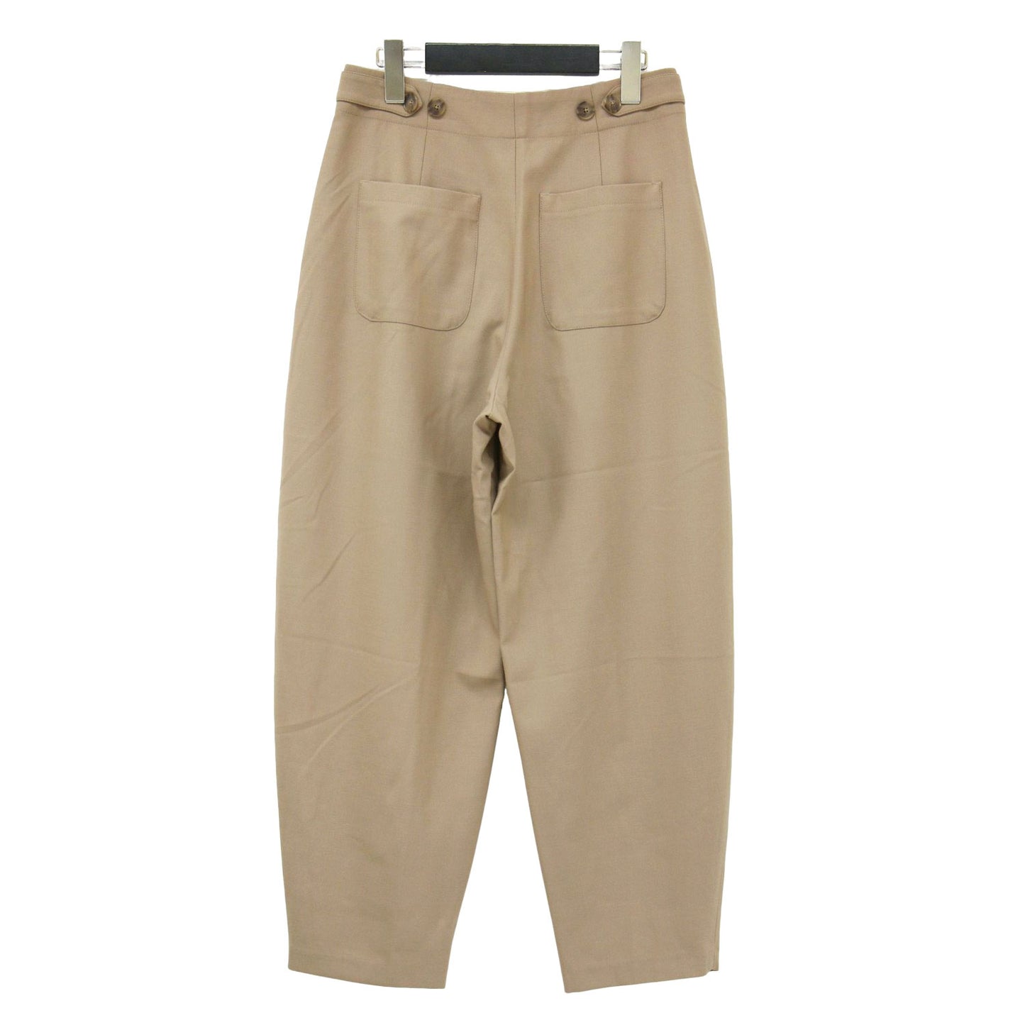 24春夏 カーブド テーパード ストレッチ ウール パンツ / ハイウエスト タック プリーツ