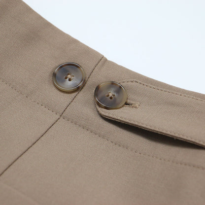 24春夏 カーブド テーパード ストレッチ ウール パンツ / ハイウエスト タック プリーツ