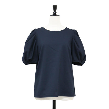 ポンチ パフスリーブ カットソー / Tシャツ 半袖 ストレッチ コットン