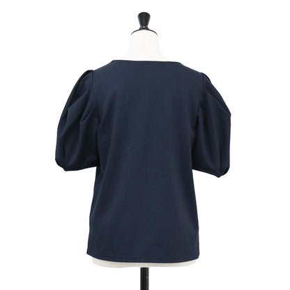 ポンチ パフスリーブ カットソー / Tシャツ 半袖 ストレッチ コットン