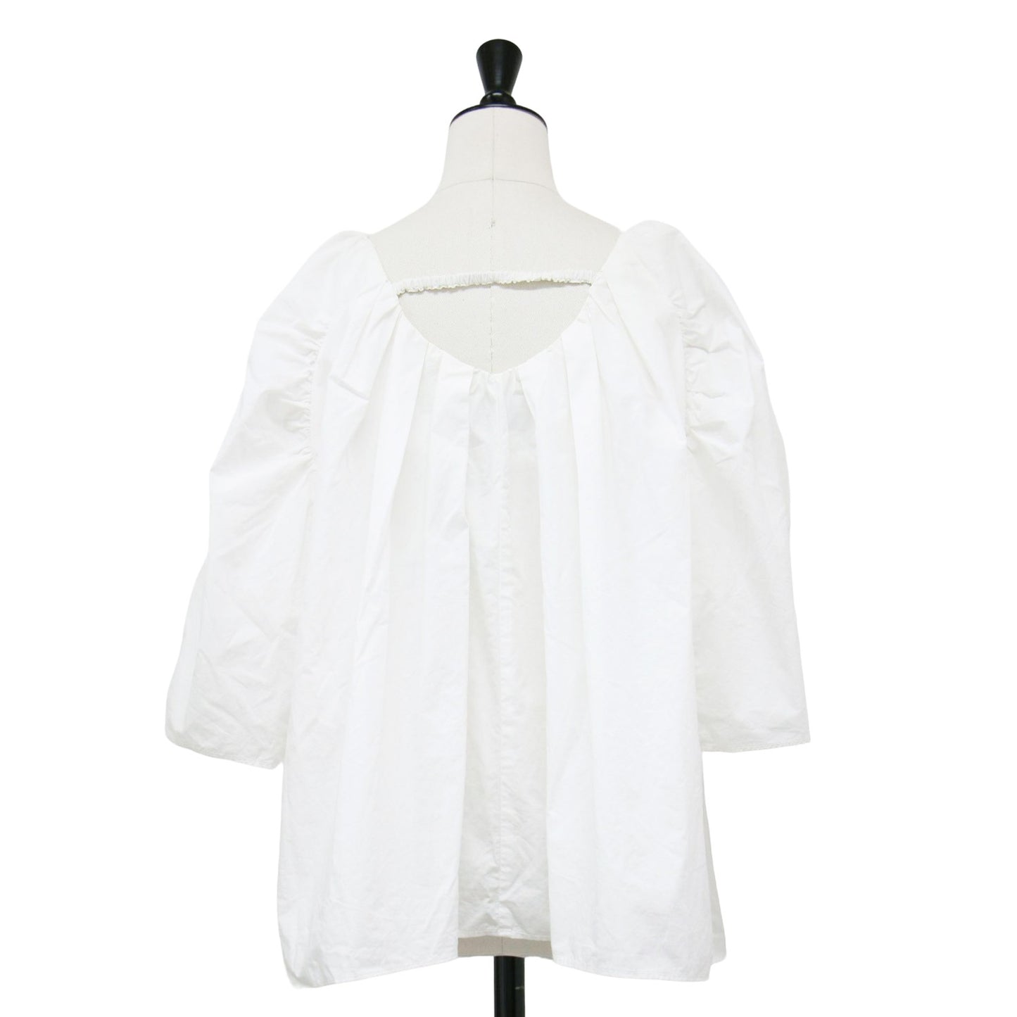 23春夏 ギャザー フレア コットン ブラウス / 半袖 5分袖 綿