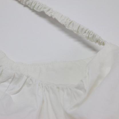 23春夏 ギャザー フレア コットン ブラウス / 半袖 5分袖 綿