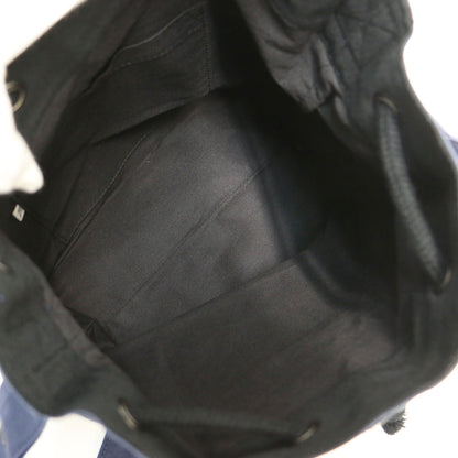 巾着型 ショルダー バッグ / 肩掛け 斜め掛け 切替 コットン