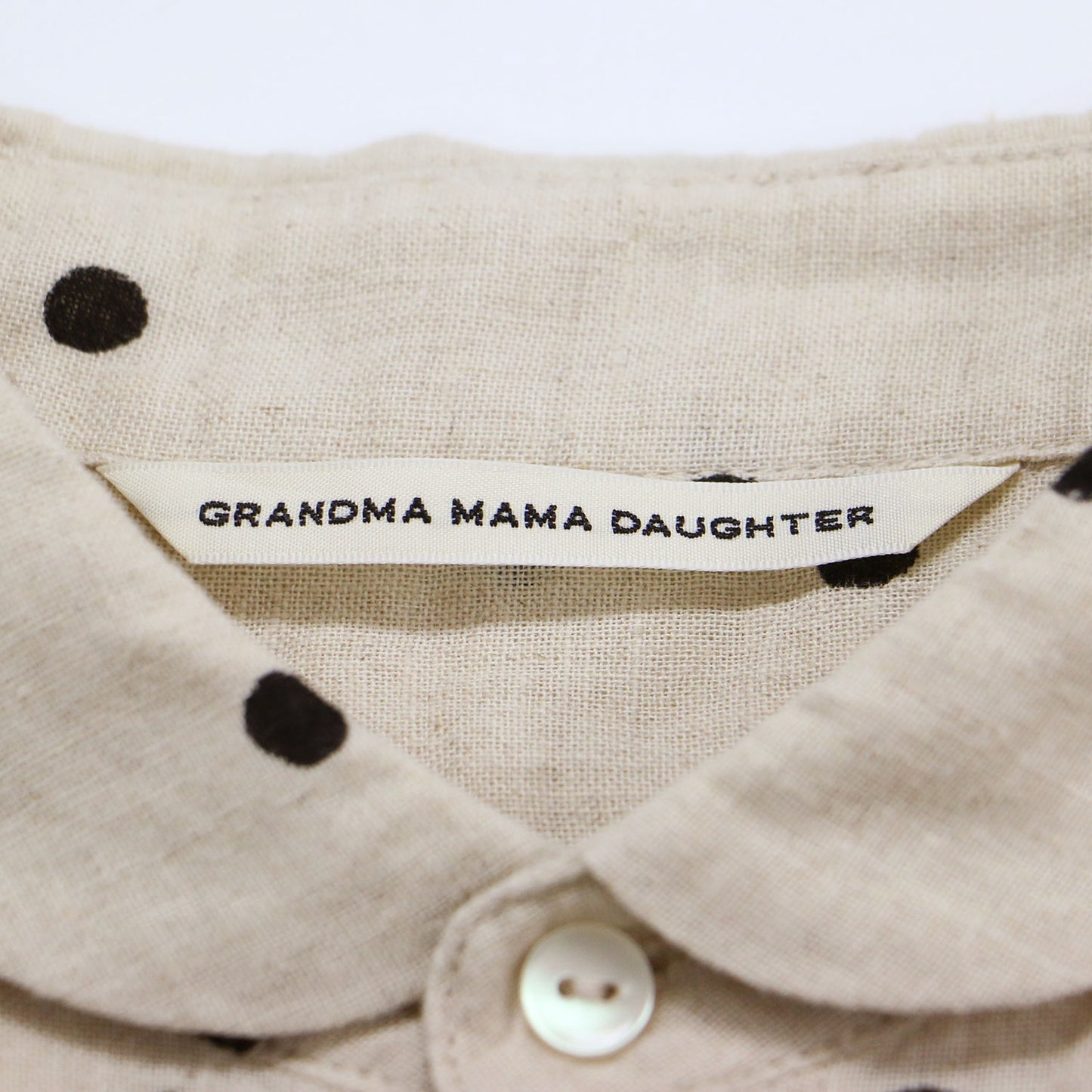 24春夏 コットン リネン ラウンドカラー 半袖 シャツ / ブラウス 丸襟 ドット柄