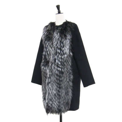 シルバーフォックス カシミヤ コート / FF8181 W18 ノーカラー ミドル丈 リアルファー
