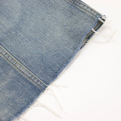 デニム シャツ ワンピース / ミニ丈 半袖 タイト スナップボタン ダメージ加工 コットン