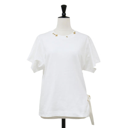 サイドストラップ 半袖 Tシャツ / カットソー クルーネック ショートスリーブ モノグラムフラワー アイレット コットン