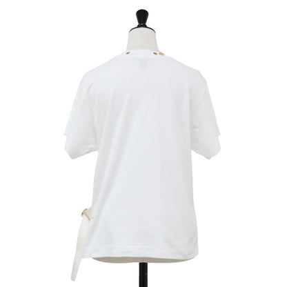 サイドストラップ 半袖 Tシャツ / カットソー クルーネック ショートスリーブ モノグラムフラワー アイレット コットン